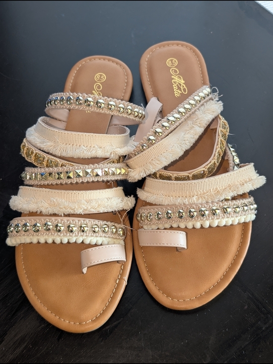 Mata Shoes - Boho Multi-Strap Slide Sandals - Never Worn